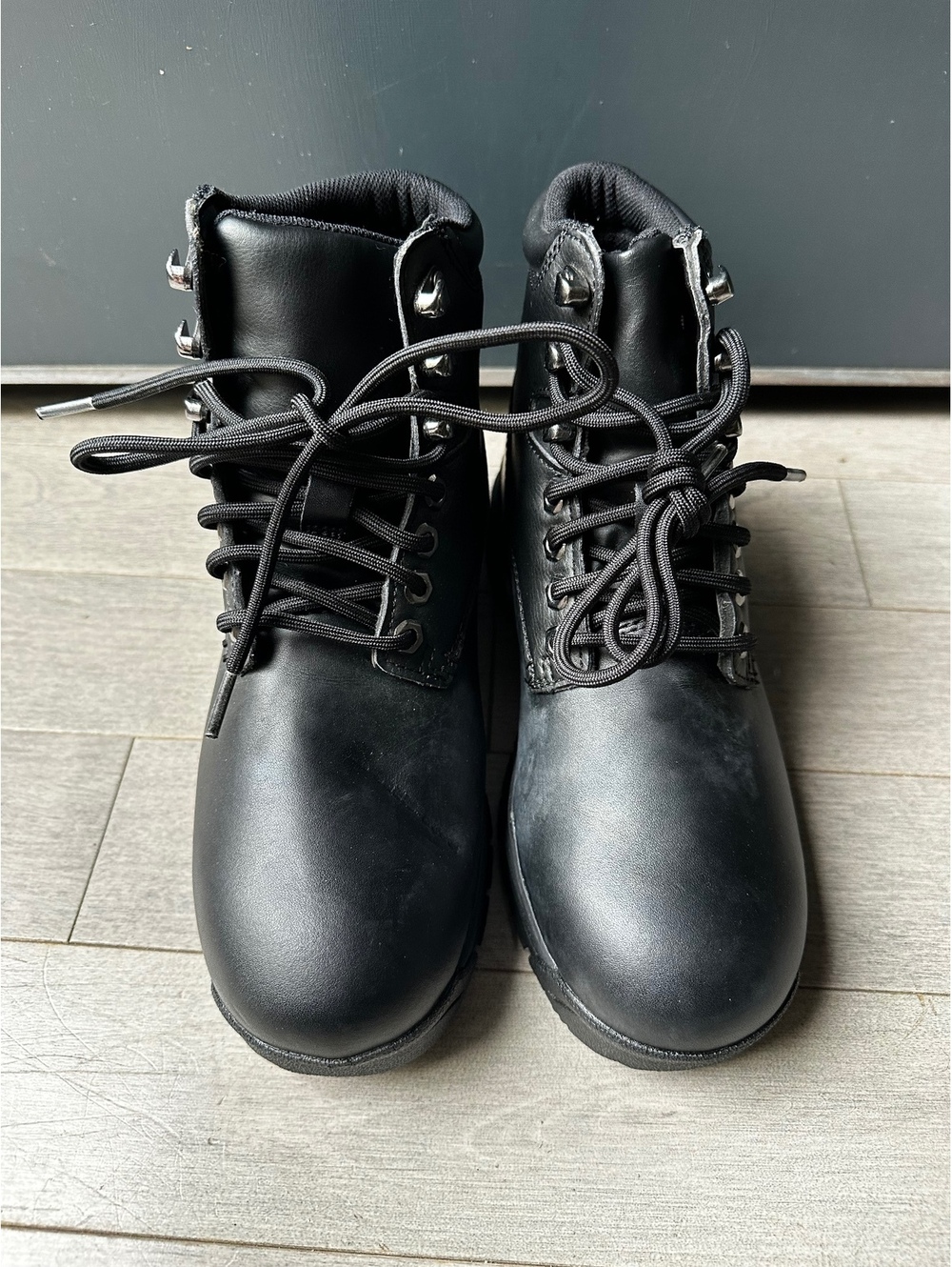 Men's Shoes for Crews Black Leather Lace Up Work Boots Non Slip Kitchen Size 8
